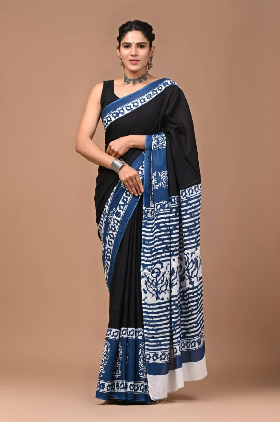 Beautiful Hand Block Printed Pure Cotton Mulmul Sarees